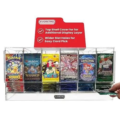 Booster Pack Dispenser 6 Slot for Pokemon, MTG, Lorcana, YuGiOh, One Piece - Acrylic TCG Organizer Display Case